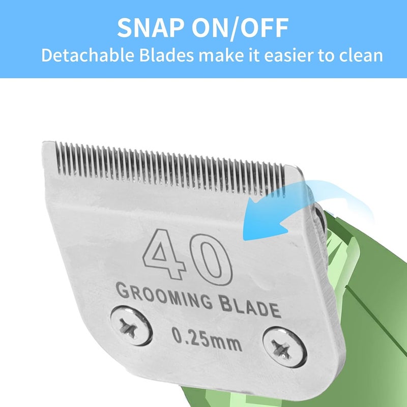 OEMIRY 3 Pcs Size 40# Detachable Dog Grooming Blades, Compatible with Andis, Oster A5, Wahl KM10 Series Clippers, Cut Length 0.25mm, Silver (40# 0.25mm, 3 Packs) - Image 2